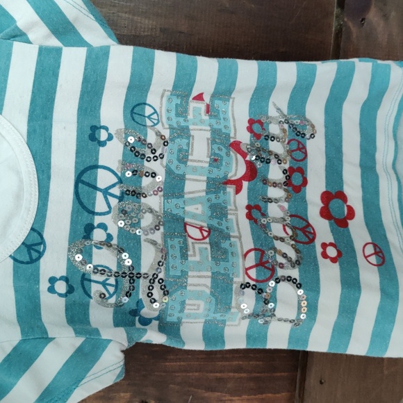 Sweet and Soft, 4T sequenced blue and white striped short sleeve shirt - Picture 4 of 5